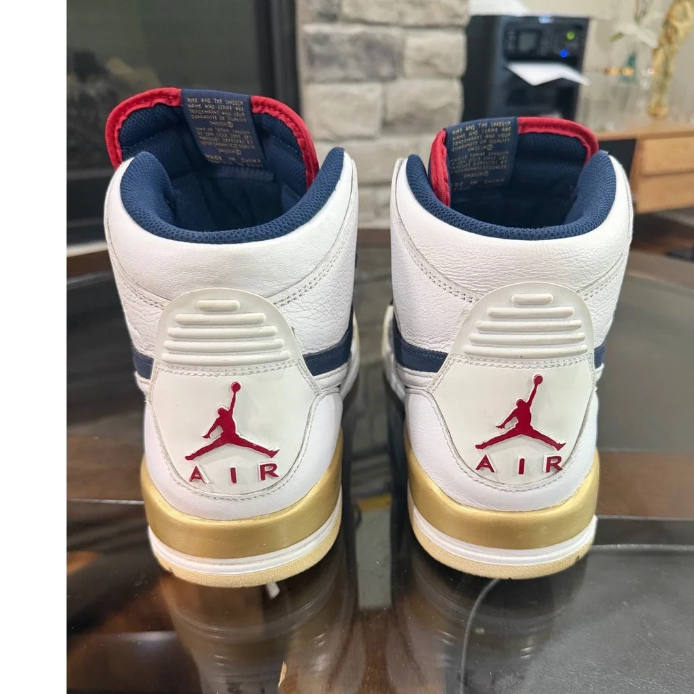 Jordan Legacy 312 Olympic White Navy Gold AV3922-101 Mens Size 11 Sneakers
